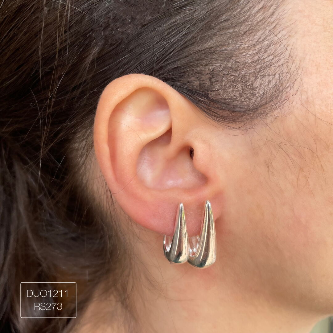 Duo Gota Luxo Lisa Prateado